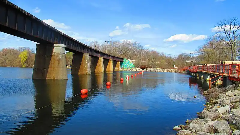 Argo Pond on the Huron River, reservoir side of the Argo Dam