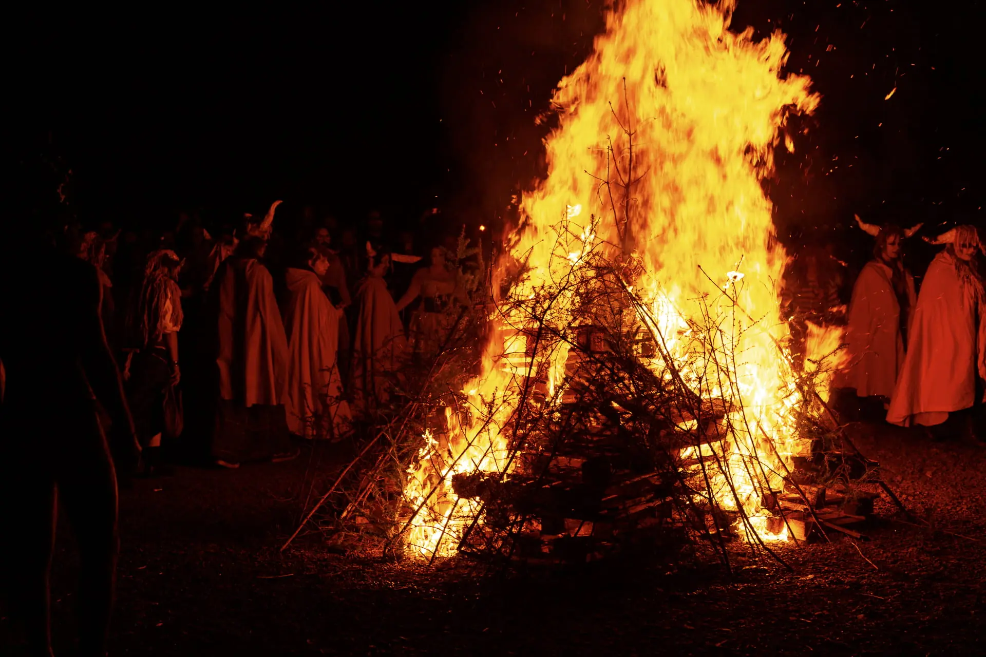 Beltane Festival 2019 running the cattle through the fire ritual