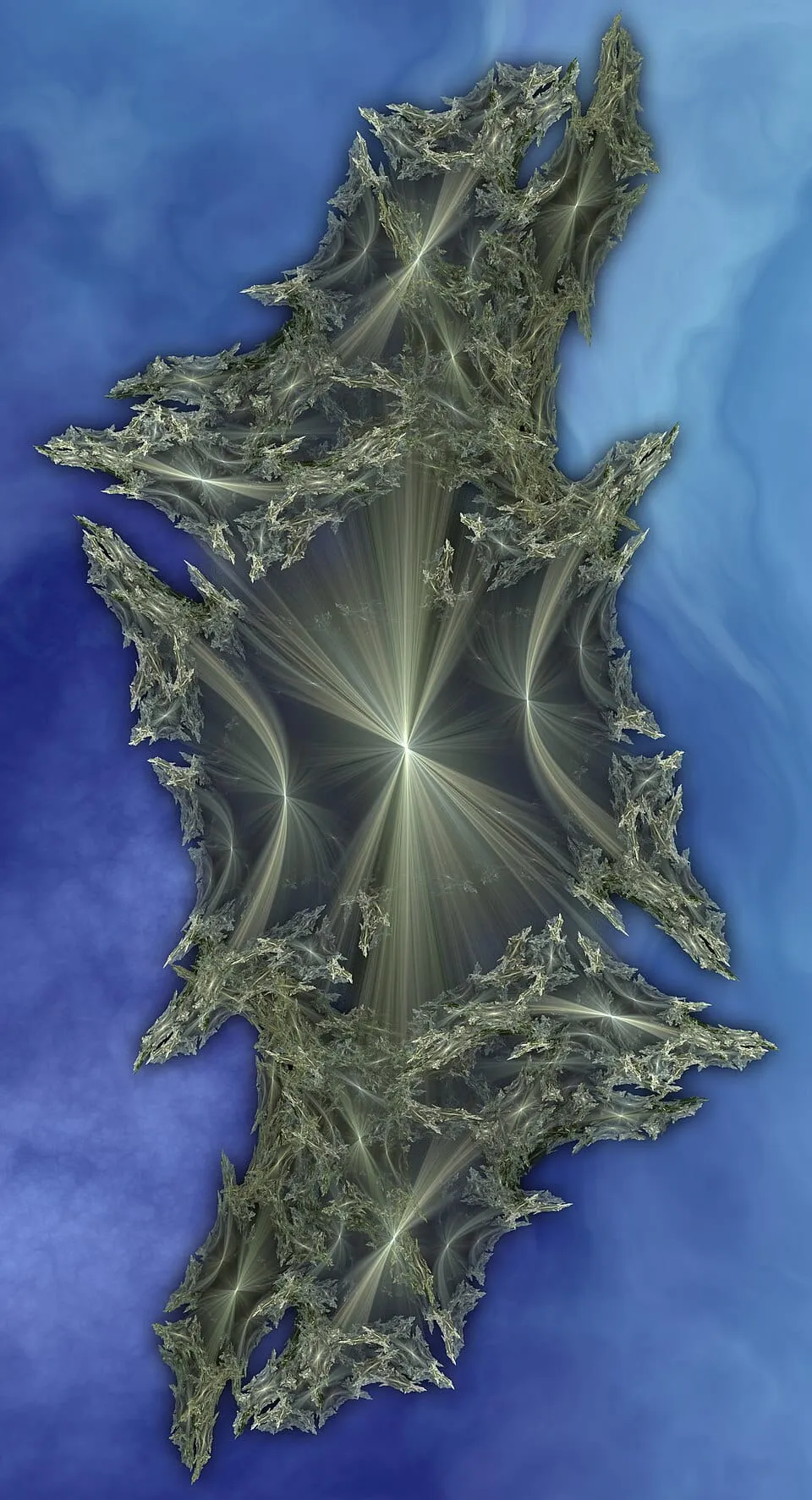 Digitally created image depicting fractal with reverse diagonal symmetry