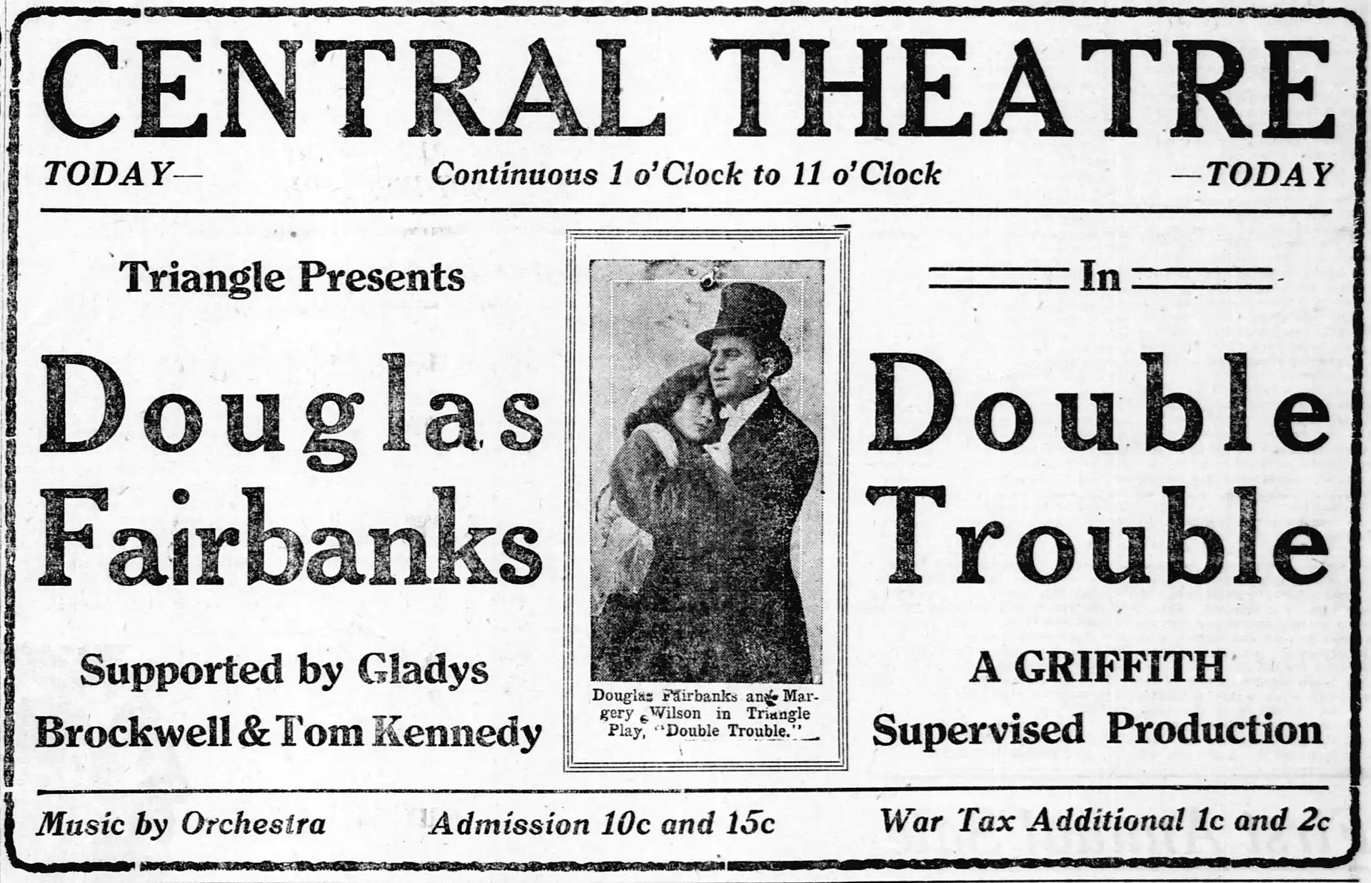 Double Trouble is a silent film comedy distributed by Triangle Film Corporation