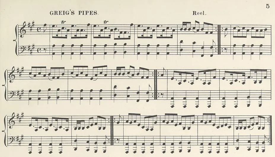 Greig's Pipes printed copy of the song