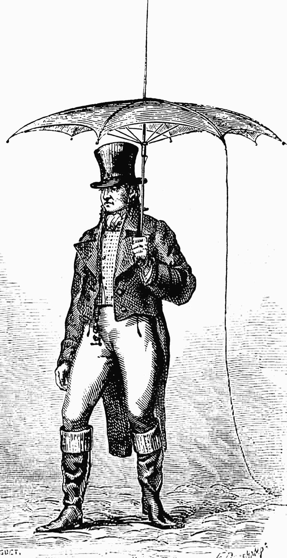 An umbrella fitted with a lightning rod by Benjamin Franklin