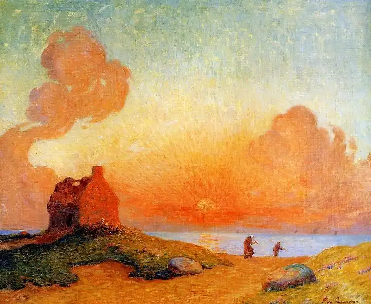 Sunset By The Sea, Brittany, Ferdinand Du Puigaudeau Oil Painting.